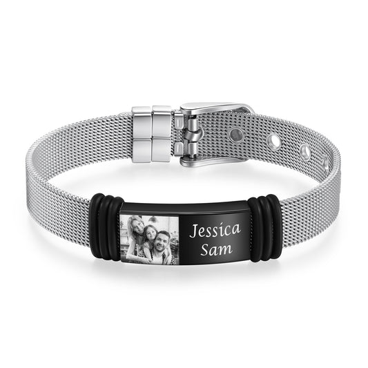 Personalised Photo Leather Bracelet For Men | Bespoke Leather Bracelet For Men With Photo | Customised Gift for Boyfriend | Anniversary Gift Form Men