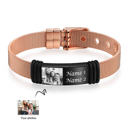 Personalised Photo Leather Bracelet For Men | Bespoke Leather Bracelet For Men With Photo | Customised Gift for Boyfriend | Anniversary Gift Form Men