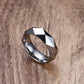 Personalised Tungsten Steel Men's Ring | Faceted Men's Ring | Wedding Band For Men | Engagement Ring For Men