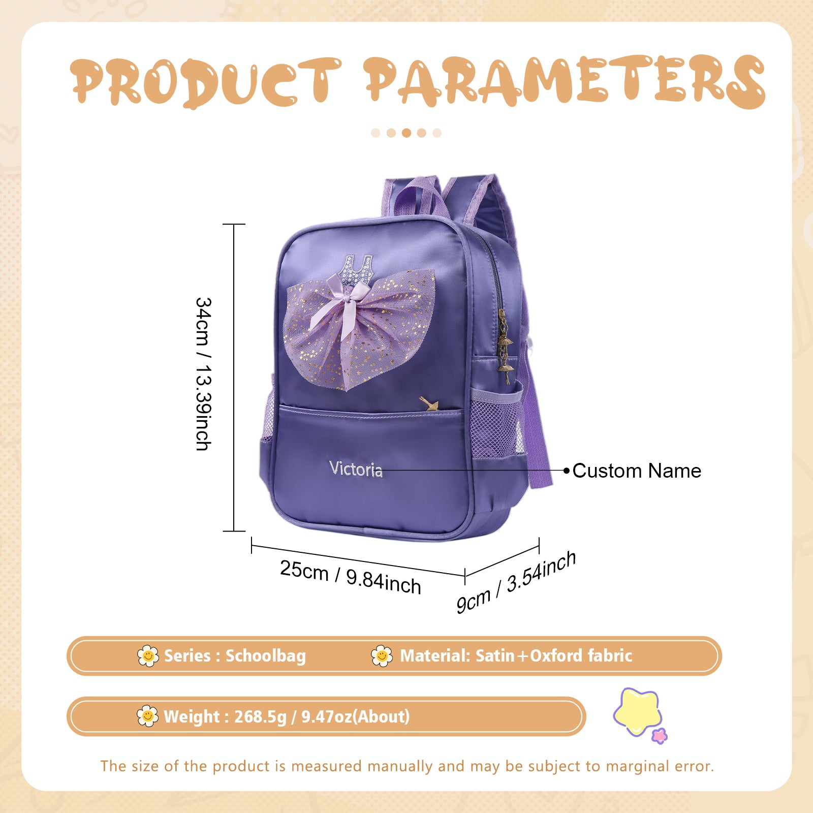 Personalised School Bag , Cutom Name Backpacks for Girls