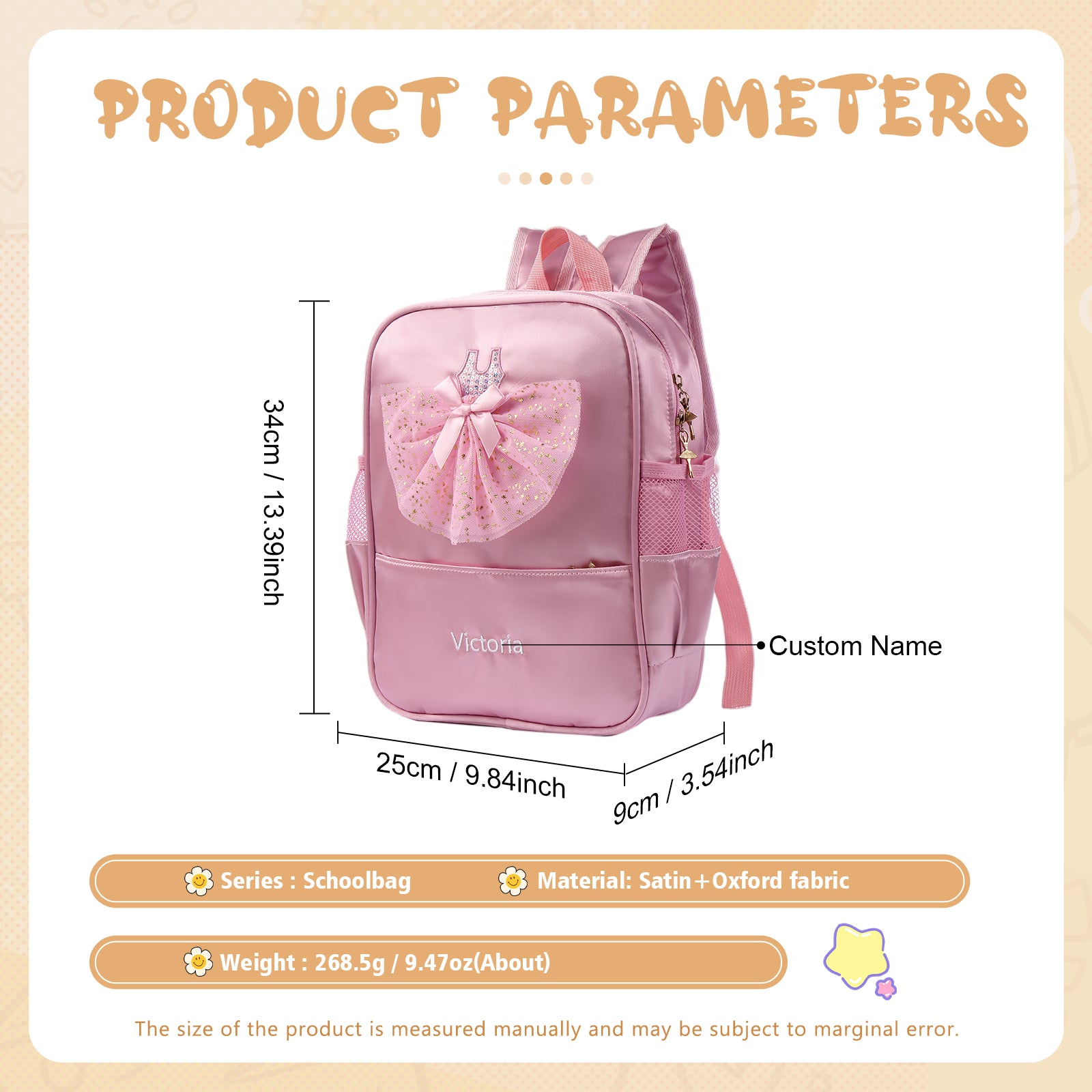 Personalised School Bag , Cutom Name Backpacks for Girls