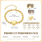 Gold-plated personalised photo heart bracelet size guide: 17 cm chain plus 5 cm extension, 17 x 15 mm locket, two photos and eight engraving fonts