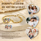 Personalised gold-plated heart photo locket bracelet with two photograph inserts and engraved message options