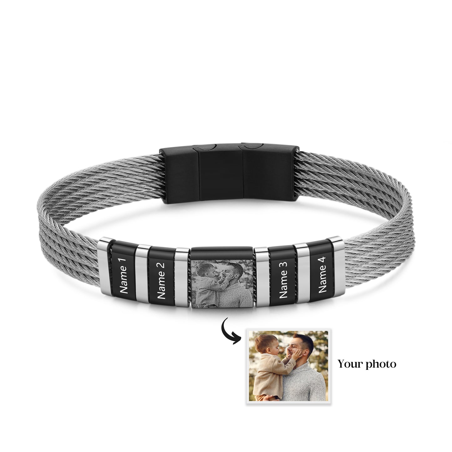 engraved bead bracelet personalised with photo