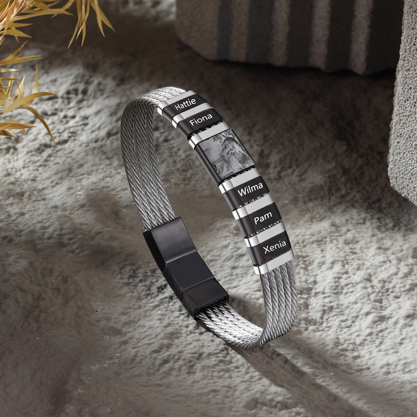 engraved stainless steel bracelet for men