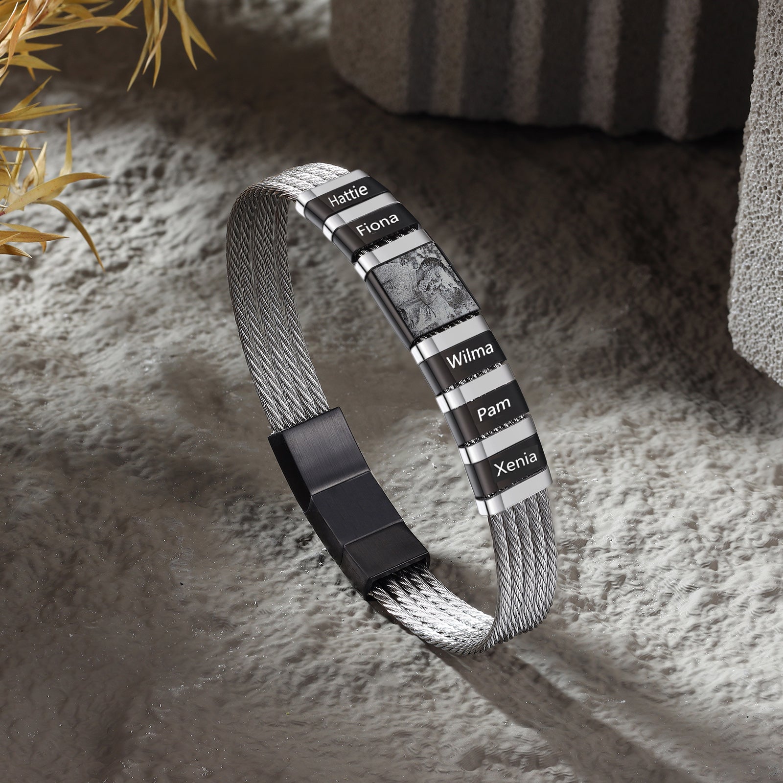 engraved stainless steel bracelet for men