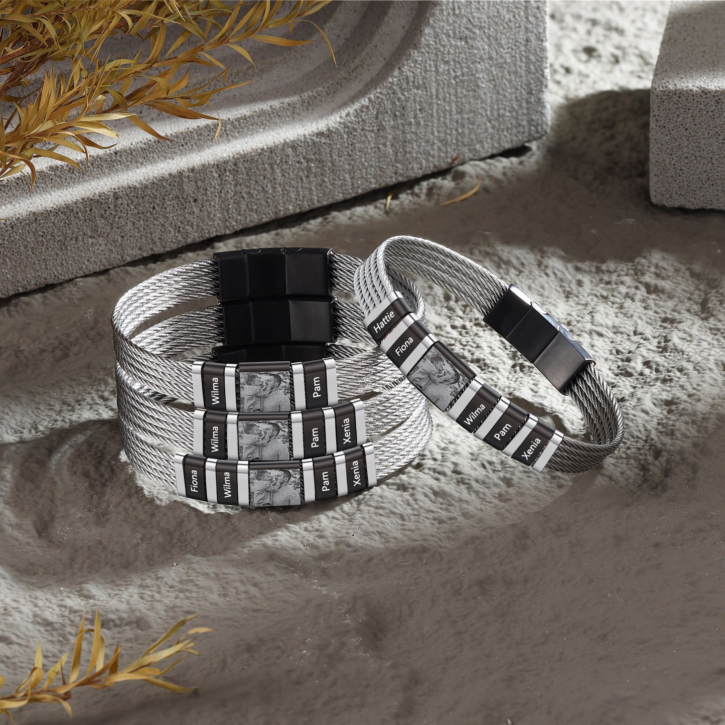 personalised bracelet with photo and name engraving