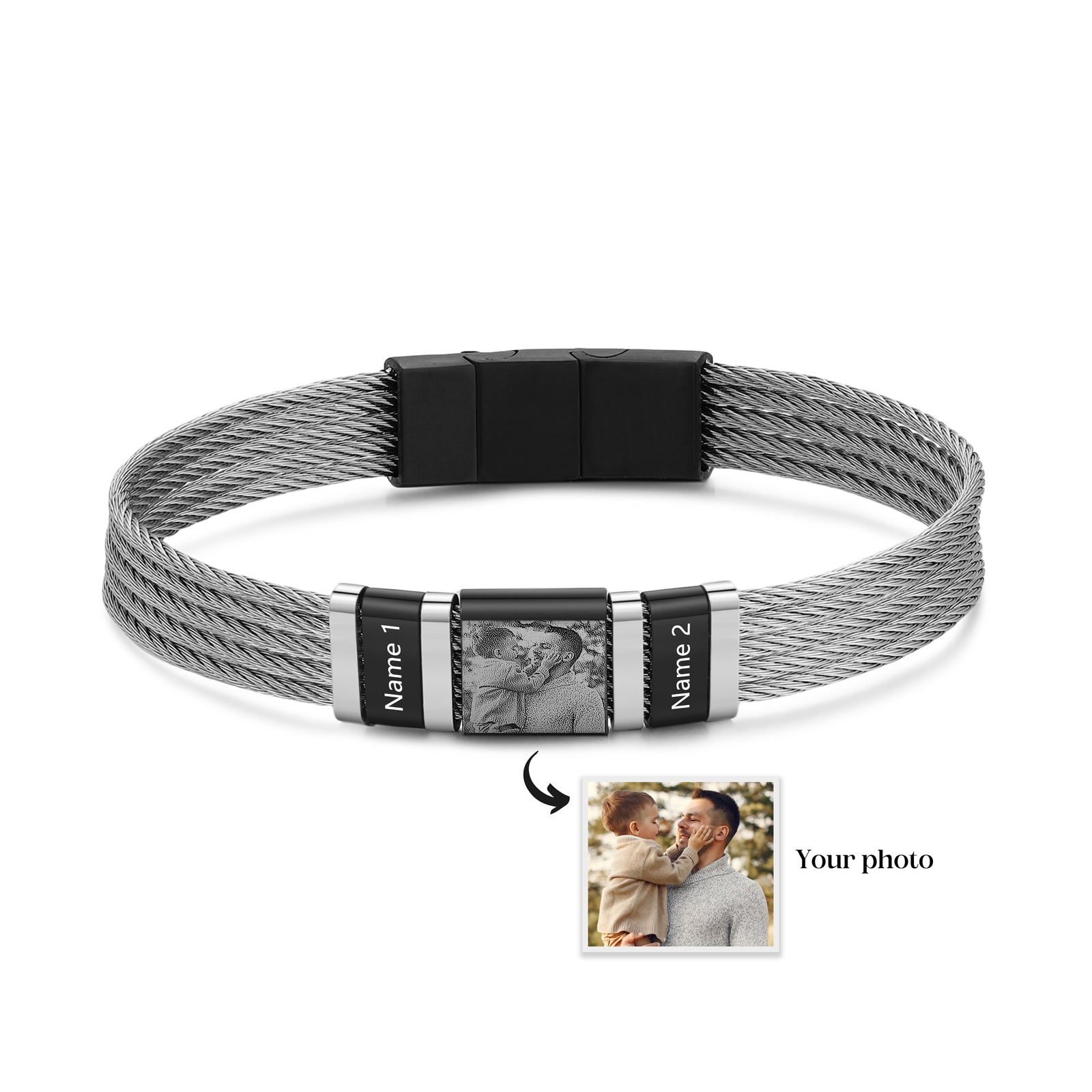 personalised photo bracelet for men stainless steel
