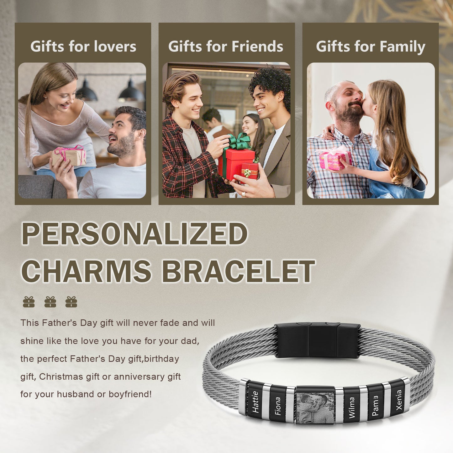 photo bracelet gift for boyfriend or husband