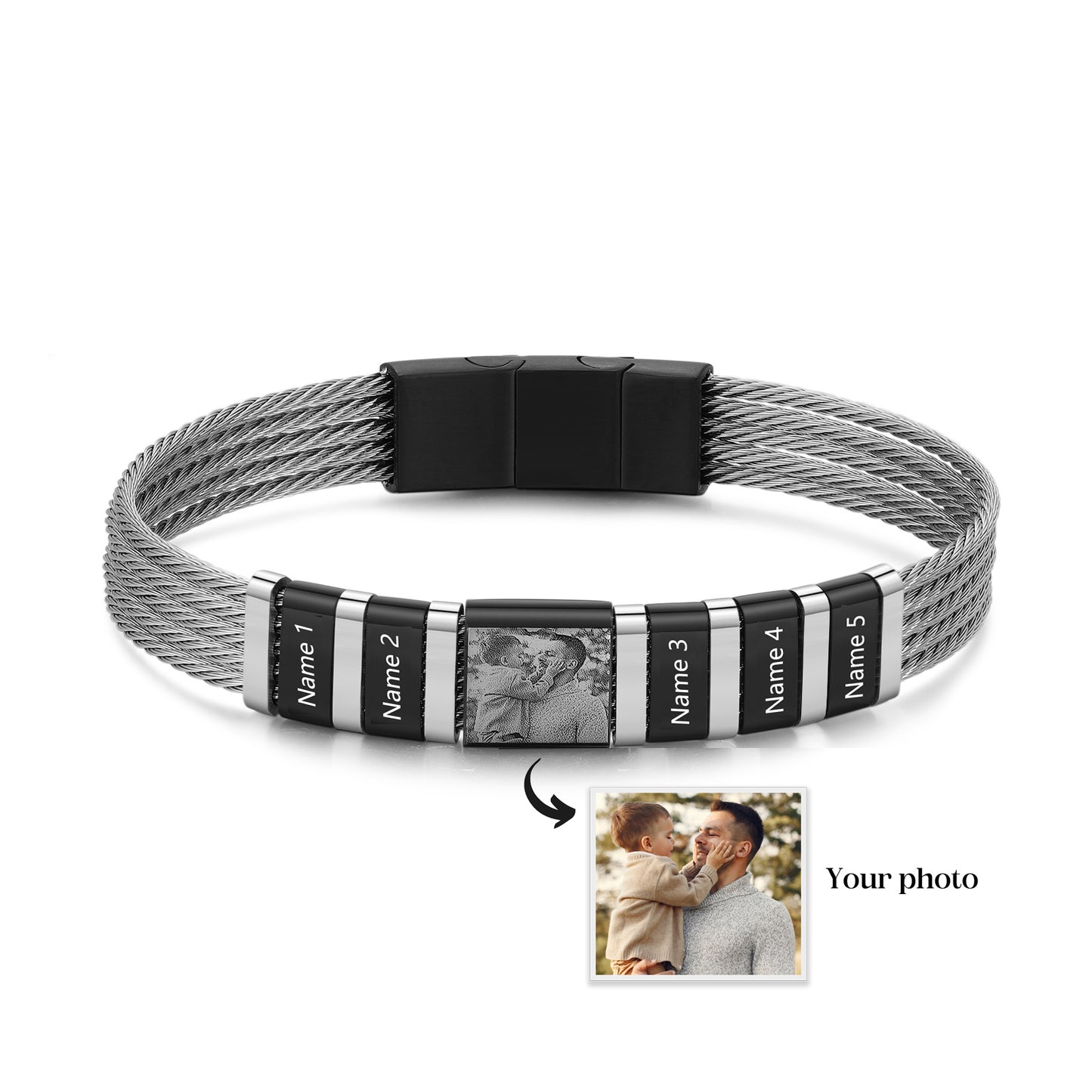stainless steel personalised bracelet for men
