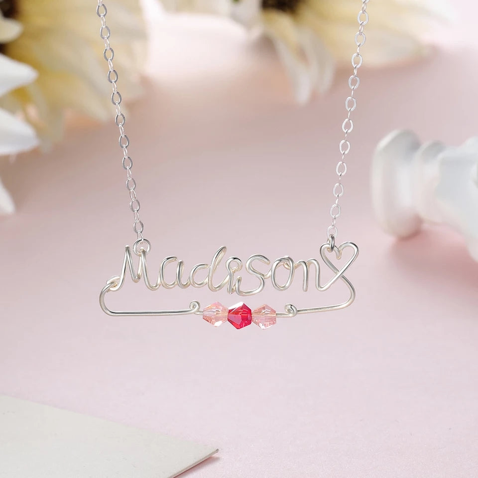 Personalised handmade sterling silver name necklace  Gift of LOVE, a beautiful gift for her, this bespoke name necklace is handmade from 925 sterling silver 