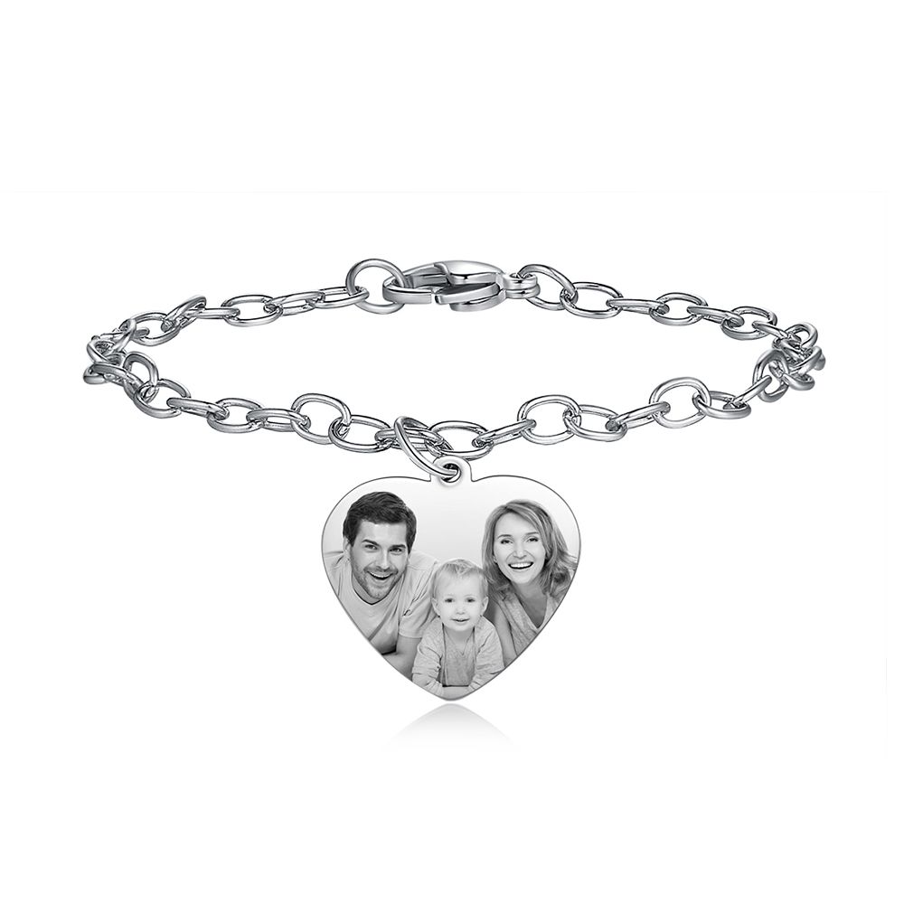 Customised Photo Bracelet For Men With Bespoke Engraving | Personalised Unisex Photo Bracelet