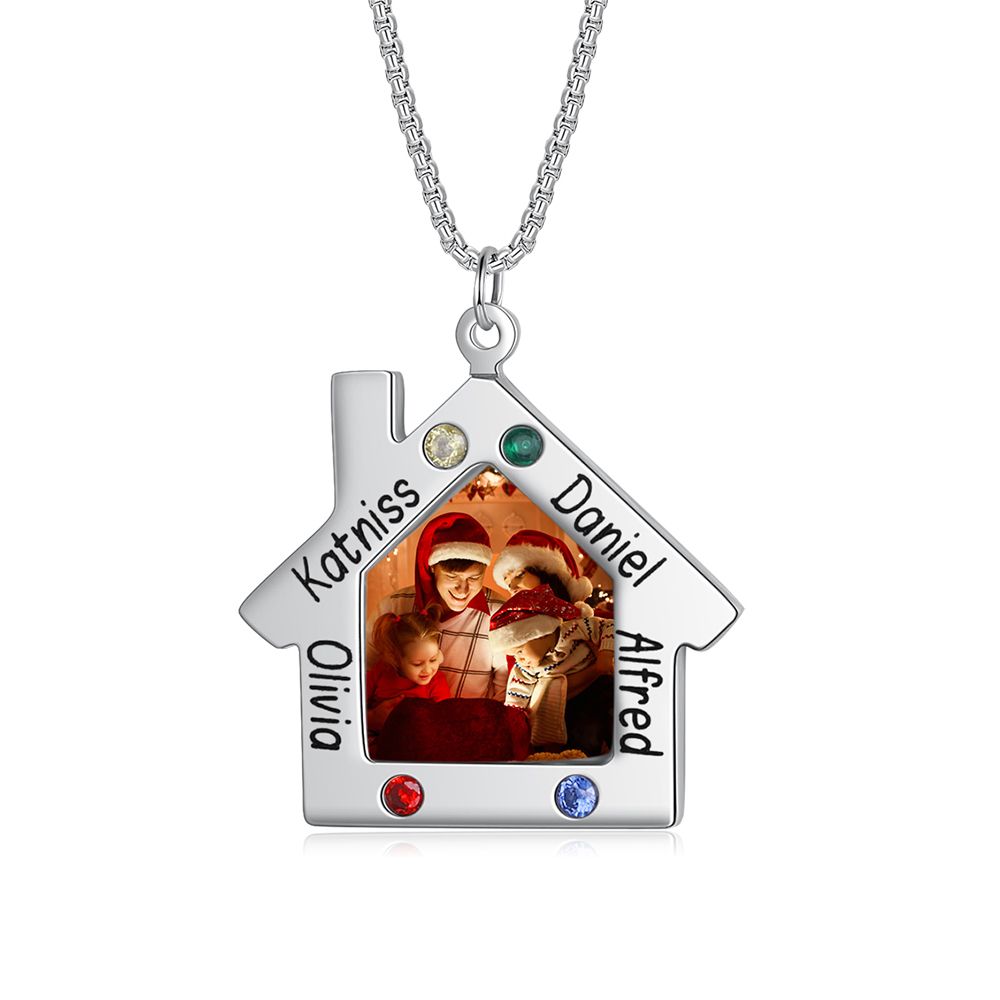 Personalised Christmas House Photo Necklace | Bespoke Chritmas Gift