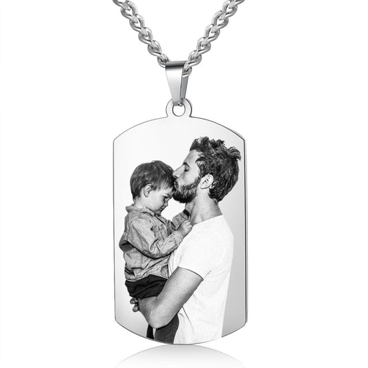 Personalised Dog Tag Photo Necklace For Dad | Bespoke Gift For Dad | Father's Day Gift Idea