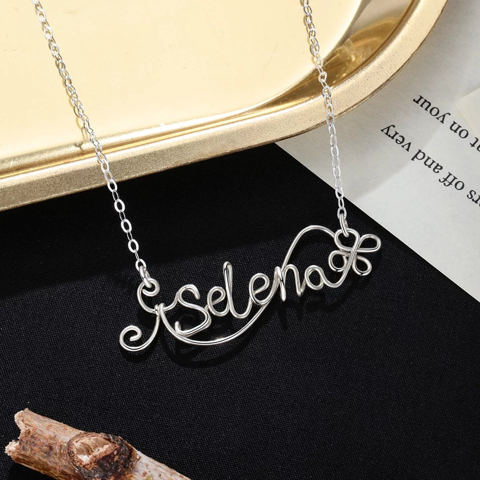 Personalised handmade sterling silver name necklace  Gift of LOVE, a beautiful gift for her, this bespoke name necklace is handmade from 925 sterling silver