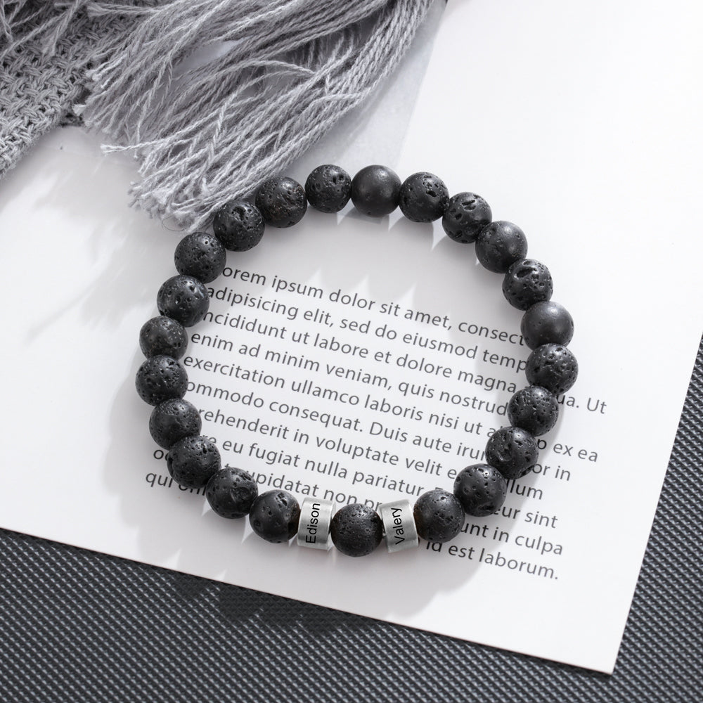 Adjustable lava stone bracelet for men