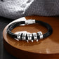 Personalised Leather bracelet for men with engraved silver beads, add up to 5 beads, bespoke gift for him