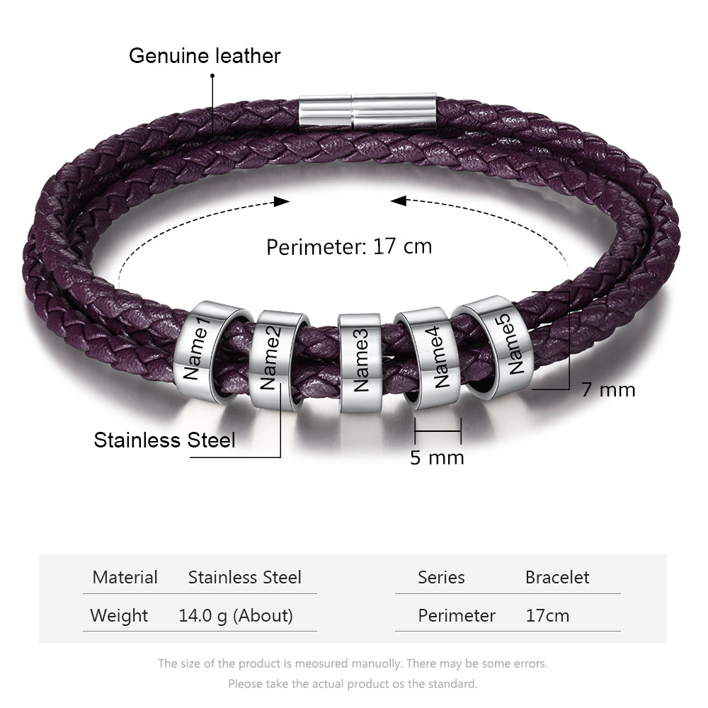 Personalised leather bracelet for her shop