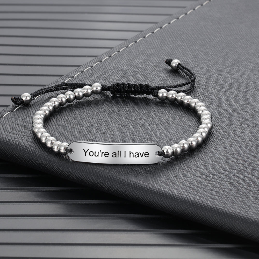 Personalised Nameplate Bracelets For Men | Men's Beaded Bracelets | Personalised Beaded Bracelets For Him | Bracelet With Beads For Men  Personalised Gift For Him | Personalised Gift For Men | Personalised Gift For Dad | Personalised Gift For Boyfriend   Fathers Day Gift Ideas | Anniversary Gift For Him