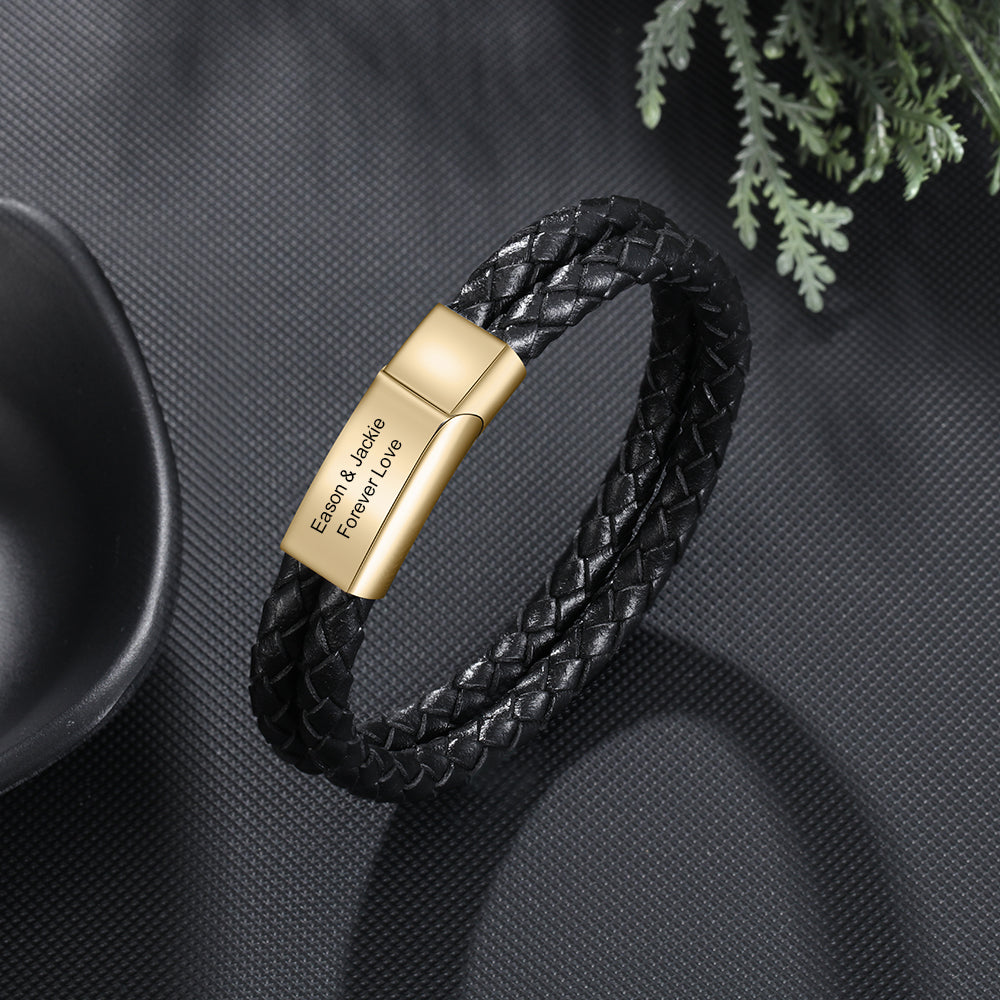 Personalised Leather Bracelet For Men | Men's Bracelets | Personalised Gift For Him | Personalised Jewellery For Men