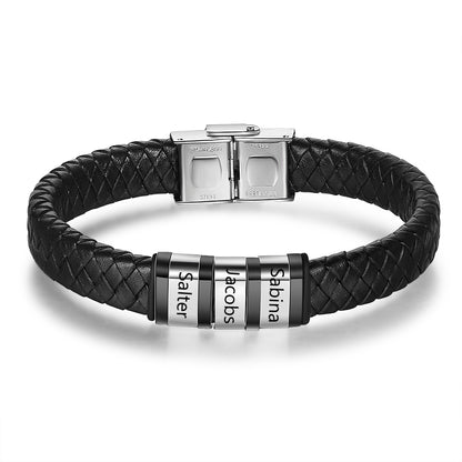 Personalised Bracelets For Men | Mens' Leather Bracelets | Personalised Leather Bracelets For Him | Braided Leather Bracelet For Men  Personalised Gift For Him | Personalised Gift For Men | Personalised Gift For Dad | Personalised Gift For Boyfriend   Fathers Day Gift Ideas | Anniversary Gift For Him