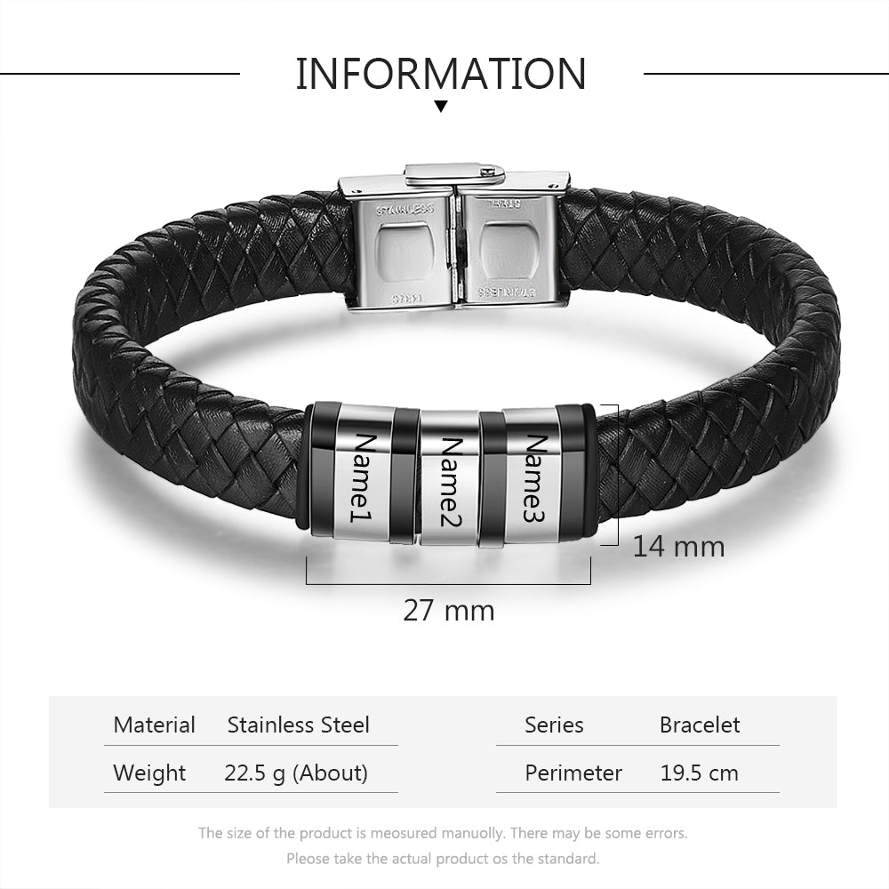 Personalised Bracelets For Men | Mens' Leather Bracelets | Personalised Leather Bracelets For Him | Braided Leather Bracelet For Men  Personalised Gift For Him | Personalised Gift For Men | Personalised Gift For Dad | Personalised Gift For Boyfriend   Fathers Day Gift Ideas | Anniversary Gift For Him