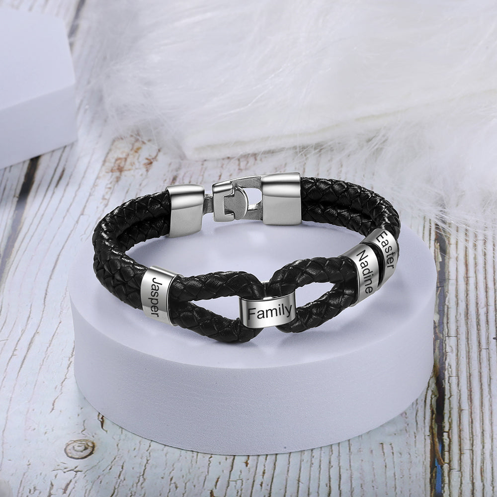 Personalised Bracelets For Men | Mens' Leather Bracelets | Personalised Leather Bracelets For Him | Braided Leather Bracelet For Men  Personalised Gift For Him | Personalised Gift For Men | Personalised Gift For Dad | Personalised Gift For Boyfriend   Fathers Day Gift Ideas | Anniversary Gift For Him 