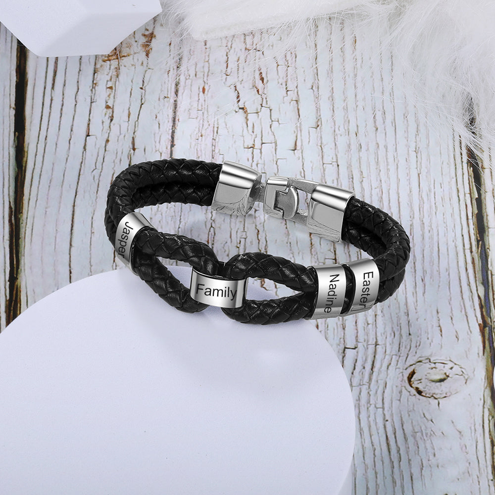 Personalised Bracelets For Men | Mens' Leather Bracelets | Personalised Leather Bracelets For Him | Braided Leather Bracelet For Men  Personalised Gift For Him | Personalised Gift For Men | Personalised Gift For Dad | Personalised Gift For Boyfriend   Fathers Day Gift Ideas | Anniversary Gift For Him 