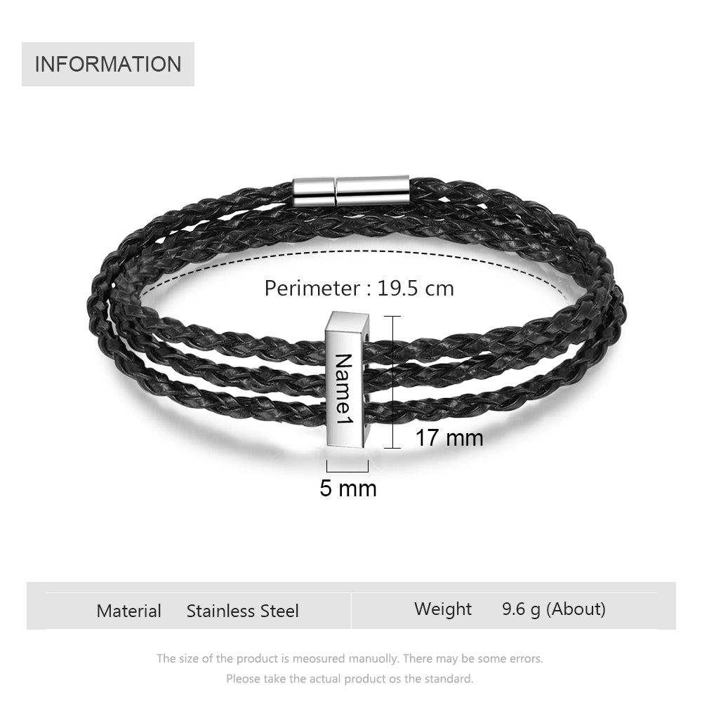 Personalised Leather Bracelet For Men Up to 8 Charms Men s