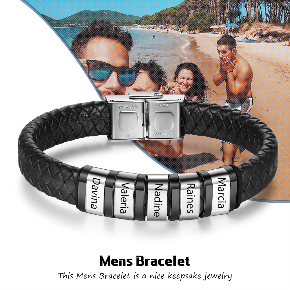 Personalised Bracelets For Men | Mens' Leather Bracelets | Personalised Leather Bracelets For Him | Braided Leather Bracelet For Men  Personalised Gift For Him | Personalised Gift For Men | Personalised Gift For Dad | Personalised Gift For Boyfriend   Fathers Day Gift Ideas | Anniversary Gift For Him
