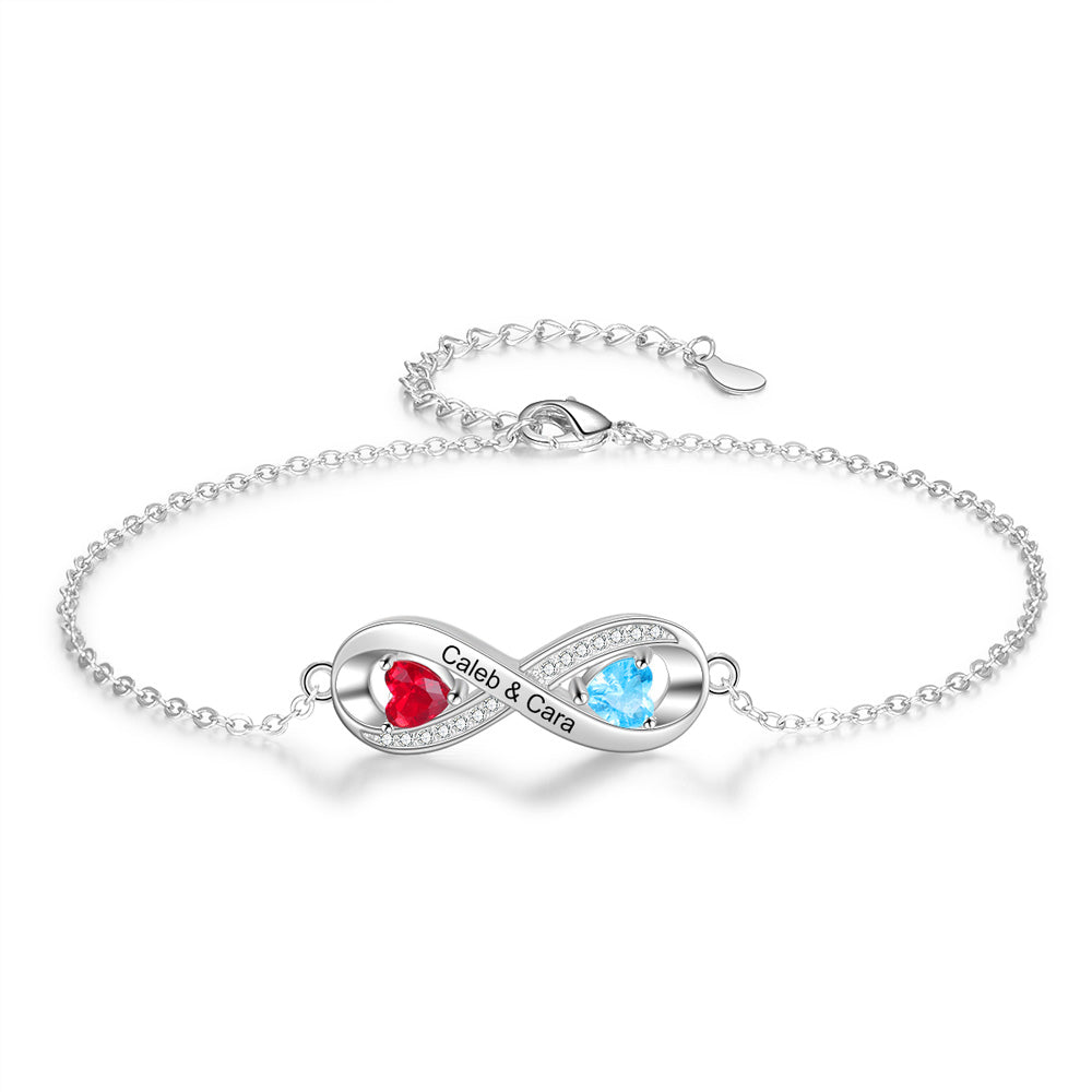 Personalised Silver Bracelet for women, amazing bespoke git idea for her, My name bracelet, a beautiful gift for mother or grandma, Bespoke Bracelet, Engraved Bracelet, Birthstone Bracelet.