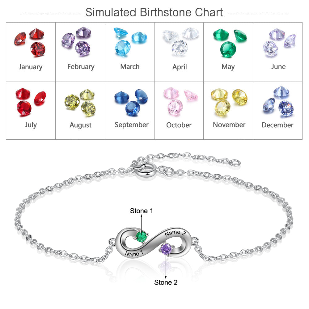 Personalised Silver Bracelet for Women | Gift Ideas for women | Engraved Bracelet | Gift for her | Birthstone Bracelet
