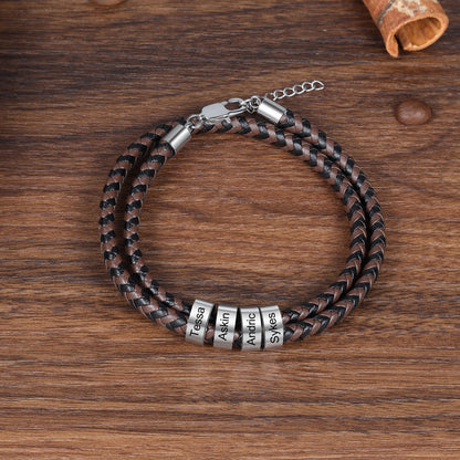 Personalised Bracelets For Men | Mens' Leather Bracelets | Personalised Leather Bracelets For Him | Braided Leather Bracelet For Men Personalised Gift For Him | Personalised Gift For Men | Personalised Gift For Dad | Personalised Gift For Boyfriend  Fathers Day Gift Ideas | Anniversary Gift For Him 