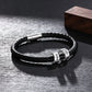 Black braided leather bracelet in gift box