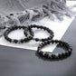 Black lava bead bracelet with custom engraving