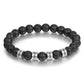 Black lava bead men’s bracelet with engraved name plate