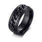 Black spinner ring for men with engraved text