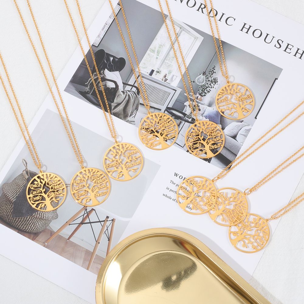 Custom family name Tree of Life necklace