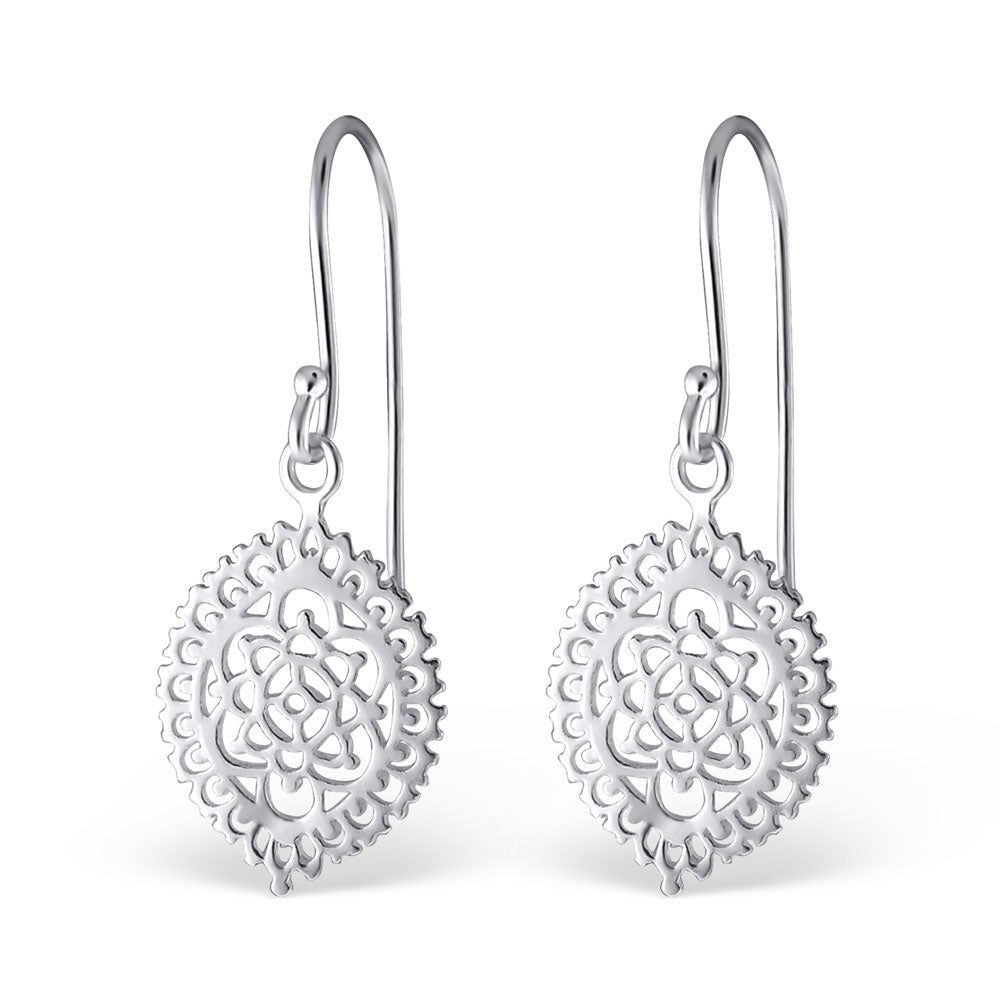 Silver Flower Mosaic Earrings