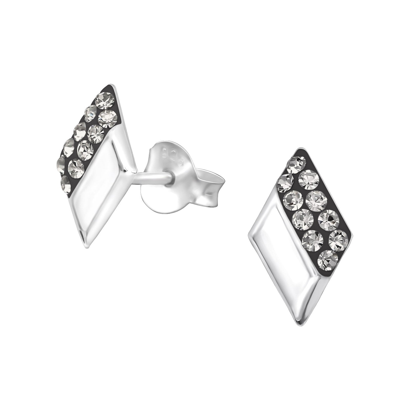 Model: ES32016ELF Colour: Silver Material: 925 Sterling Silver, Crystal Style: Sterling Silver Studs, Diamond Shape Size: 6mm*10mm Weight: 0.45g