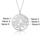 Engraved family tree necklace with personalised names