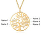 Gold Tree of Life pendant with engraved 5 family names