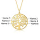 Gold Tree of Life pendant with engraved 5 family names