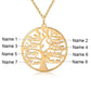 Gold Tree of Life pendant with engraved 8 family names