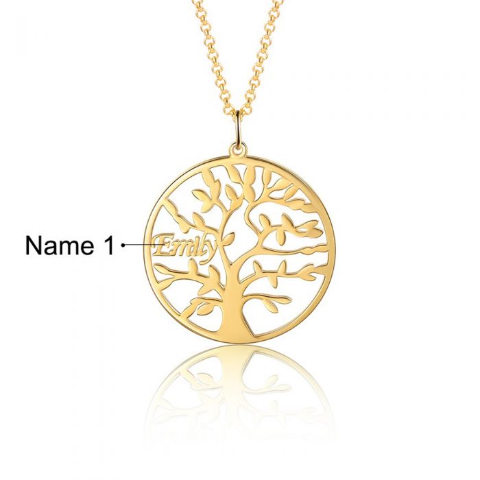 Gold Tree of Life pendant with engraved family names