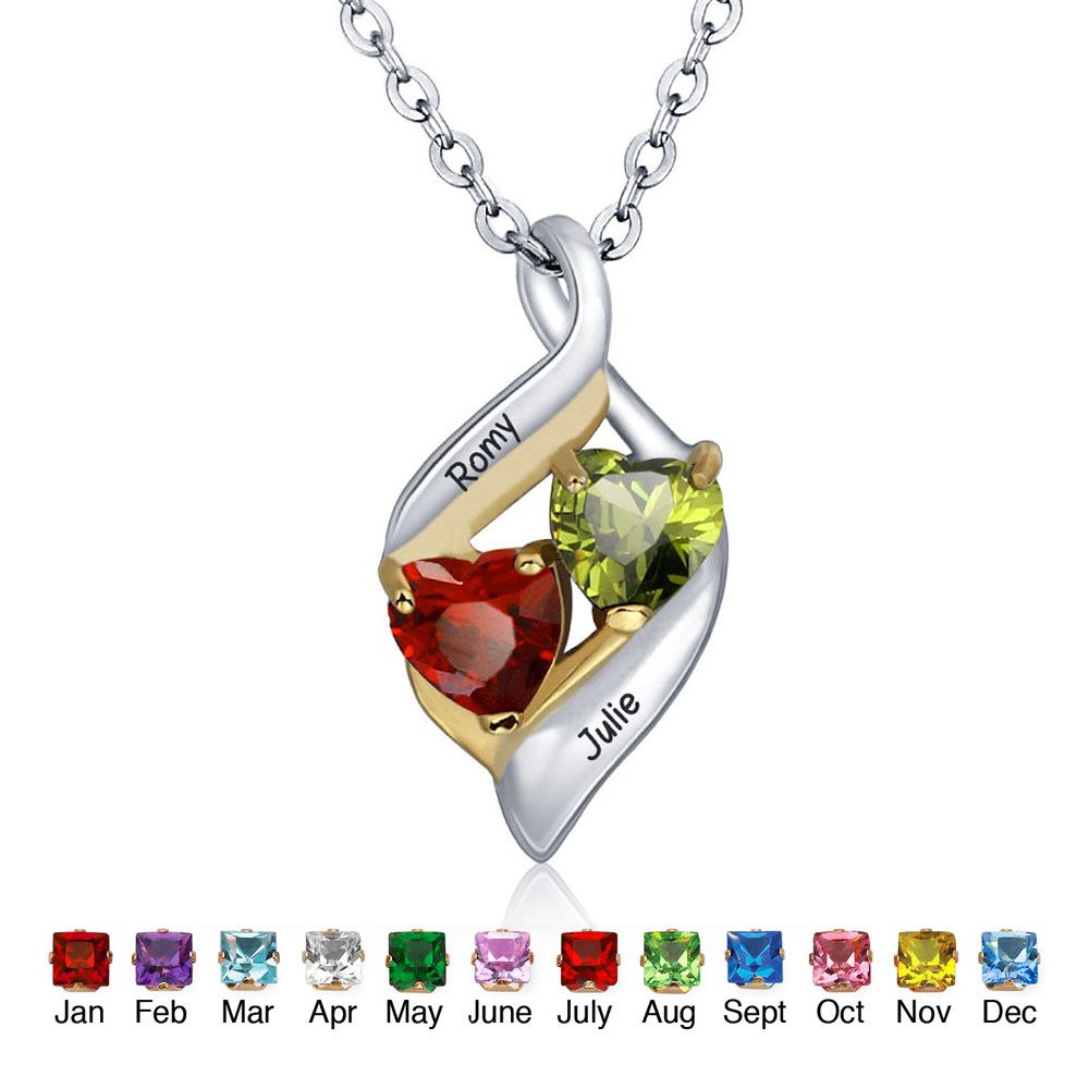 personalized customized bespoke engraved and birthstone 925 sterling silver Necklace 