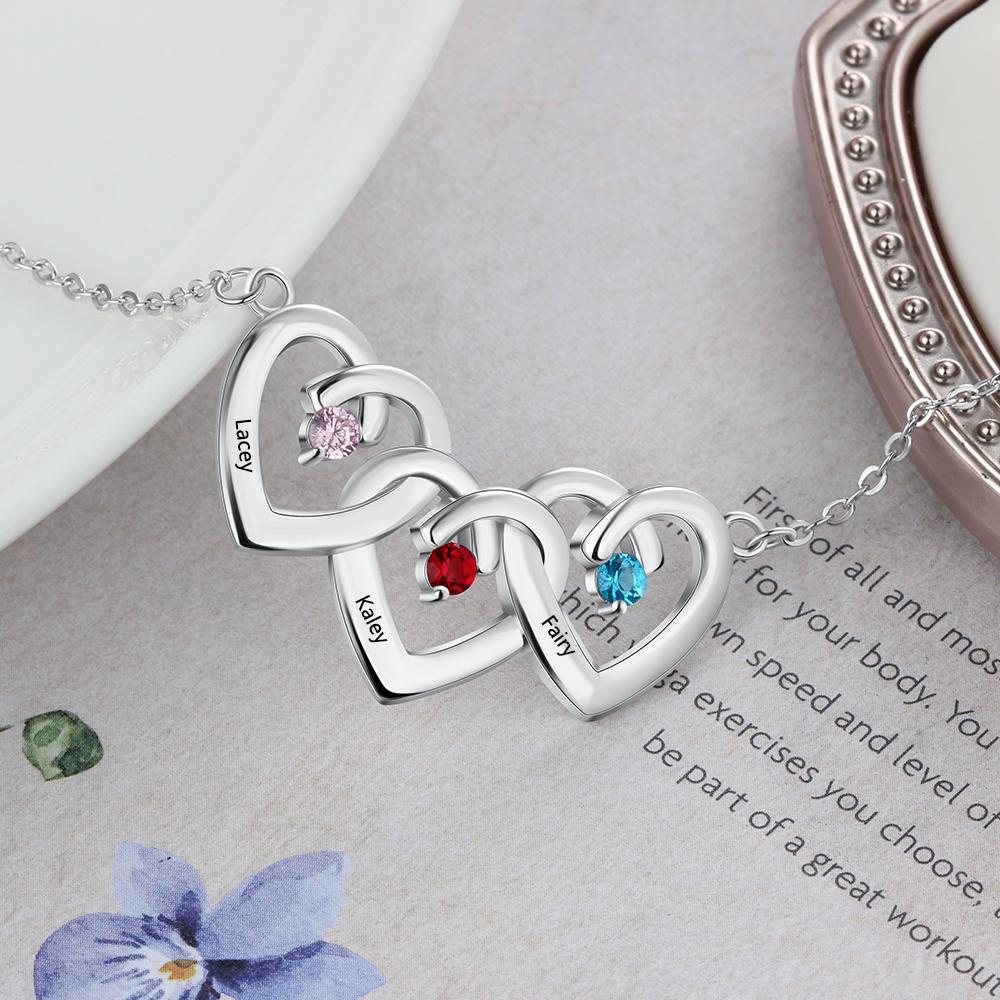 Personalised silver birthstone necklace, UK Sterling Silver Personalised Necklaces, sterling silver personalised necklaces for women, ladies sterling silver personalised necklace in London