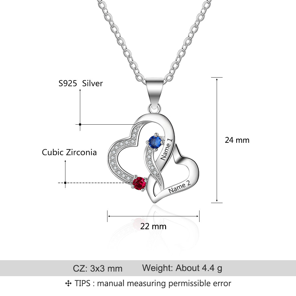 Bespoke Birthstone Necklace, Sterling Silver Personalised Necklaces, sterling silver Customised necklaces for women, ladies sterling silver personalised necklaces, Engraved Necklace