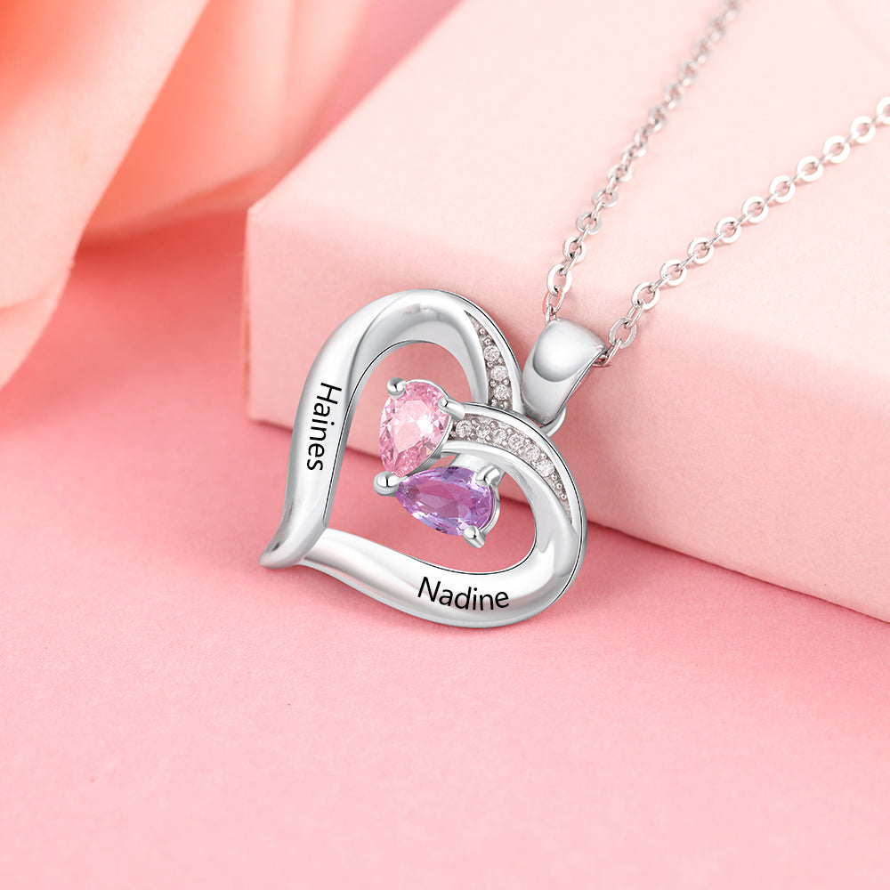 personalized customized bespoke engraved and birthstone 925 sterling silver Necklace