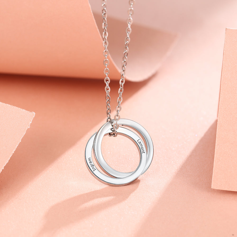Personalised Name Necklace | Customised Circle Necklace | Russian Rings Necklace | Interlocking Necklace  Personalised Gift For Her | Personalised Gift For Mom | Personalised Name Jewellery  A Beautiful Mother's Day Gift | Gift For Mom | Gift Ideas For Her 